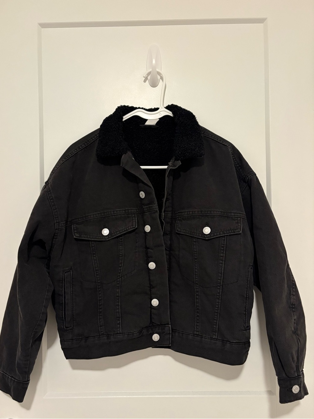 H&M Black Jean Jacket with Sherpa Lining